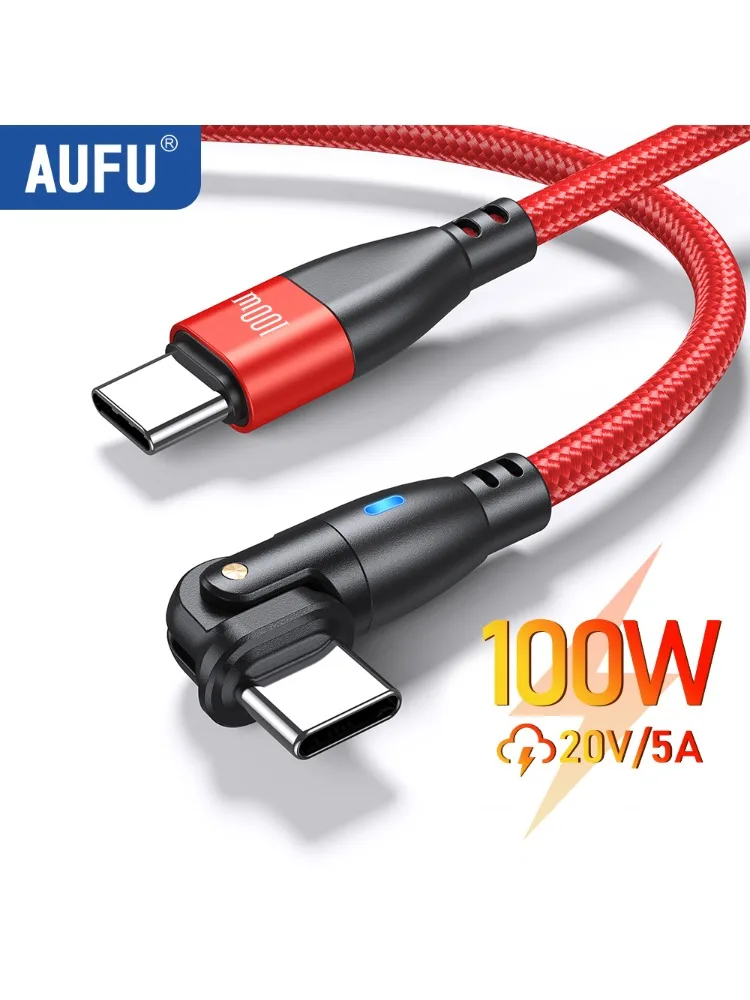 AUFU 100W/60W Type C vers USB C câble pour iPhone 16 5A câble de charge rapide pour Xiaomi Oneplus Realme 180 degrés type-c cordon de Date