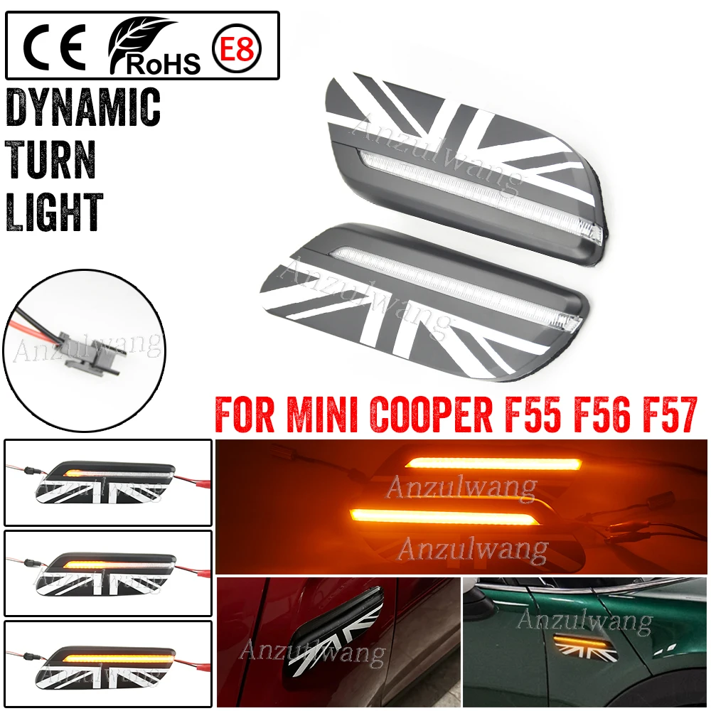 

Стиль UK Union Jack фонарь поворотника для Mini Cooper F55 F56 F57 LCI2 2022-динамические индикаторы боковая лампа