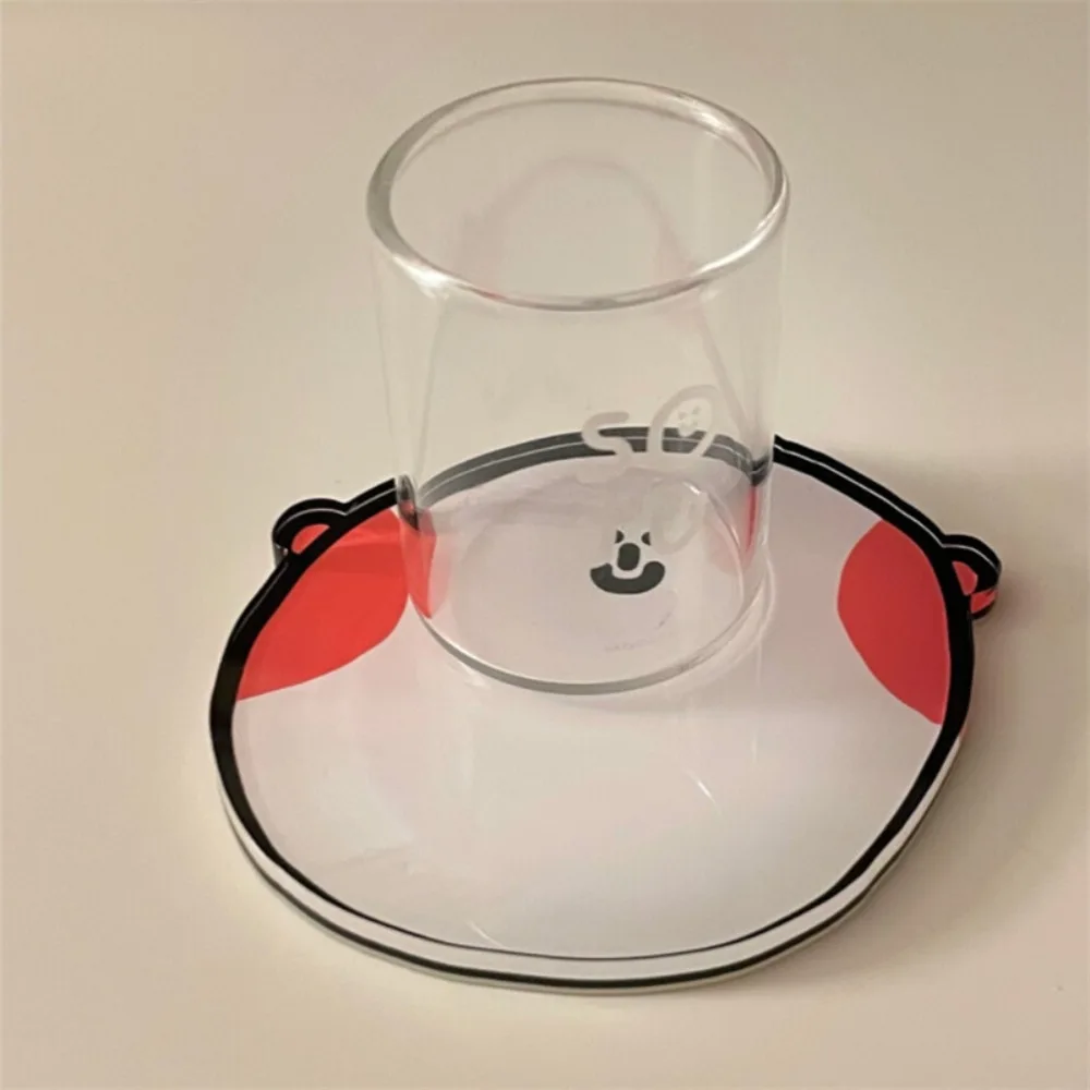 Cute Smiley Cartoon Acrylic Coaster Cup Mat Pad Mug Holder Mat Coffee Drinks Placemats Heat-resistant Bowl Pad