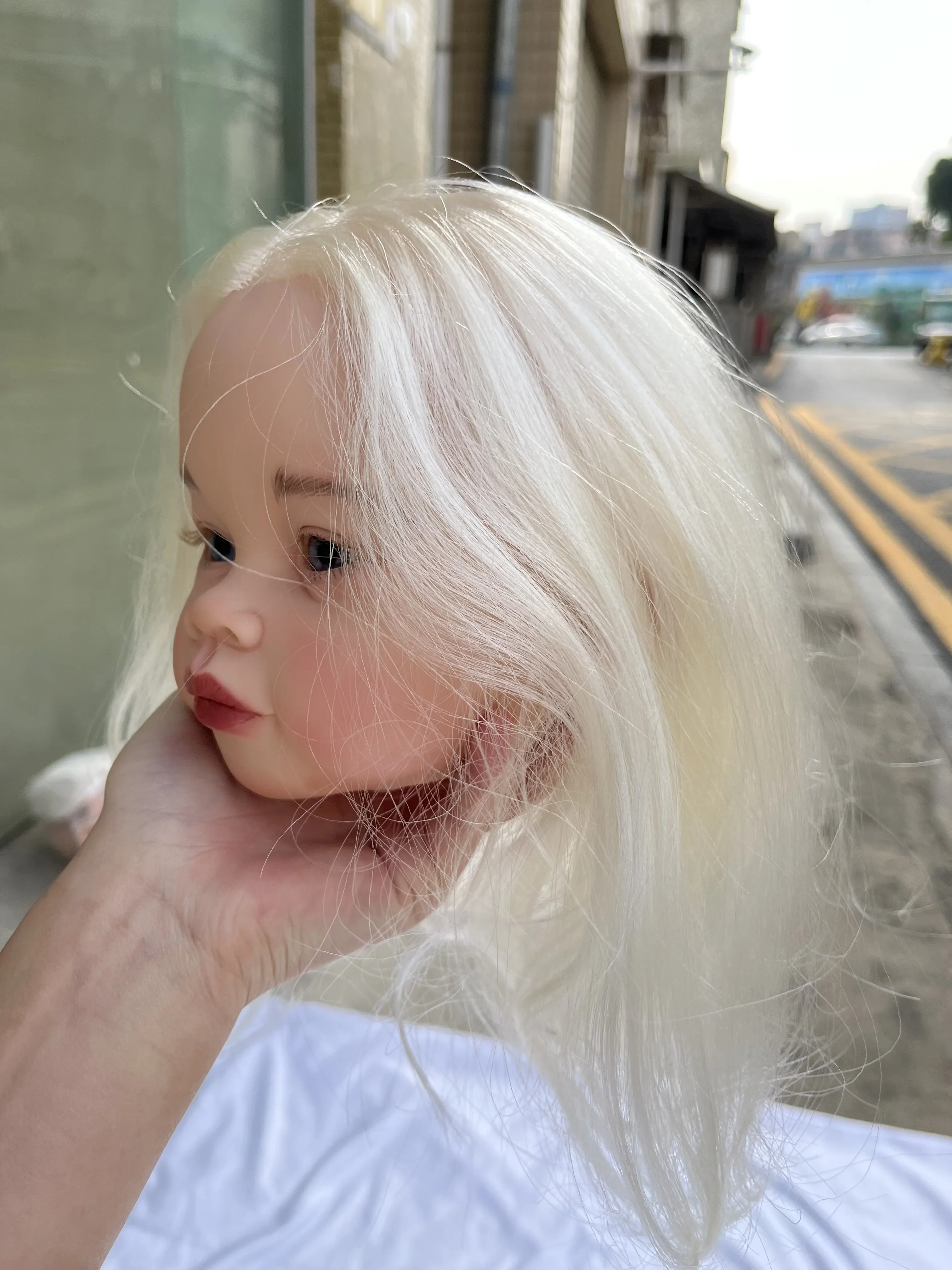 SINO-BB Maßgeschneiderte limitierte Versorgung 29 Zoll Reborn Baby Meili mit handgewurzeltem Haar, bemaltes Kit, DIY-Teil mit Stoffkörper