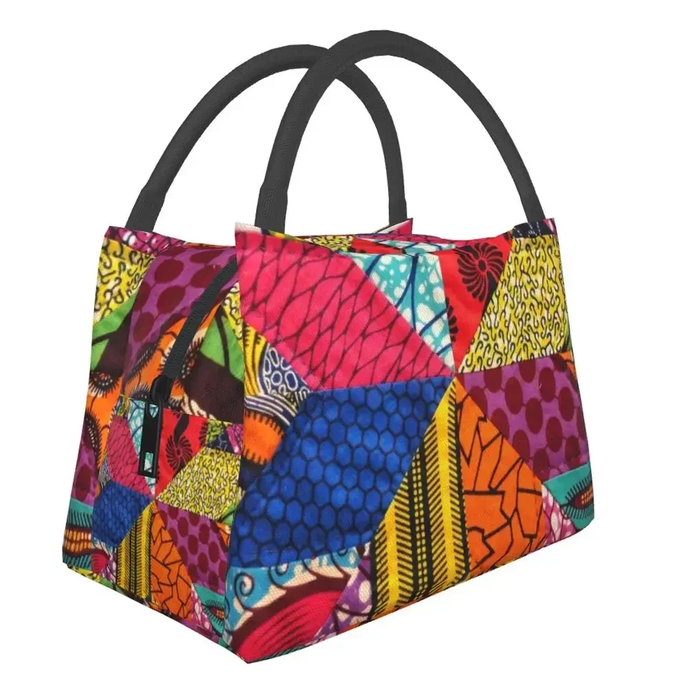 

Custom Colorful African Ankara Prints Lunch Bags Women Thermal Cooler Insulated Lunch Boxes for Picnic Camping Work Travel