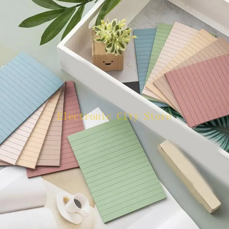8 Pcs Retro Lined Sticking Note Adhesive Memos Pads Simple Note Pad for Students HU8D
