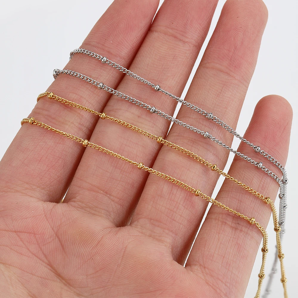 5 Stück 45cm+5cm Kette mit Karabinerverschlüssen, Edelstahl-Perlenkette, Halsketten-Basisketten für DIY-Schmuckherstellung, kein Verblassen – Detail 23