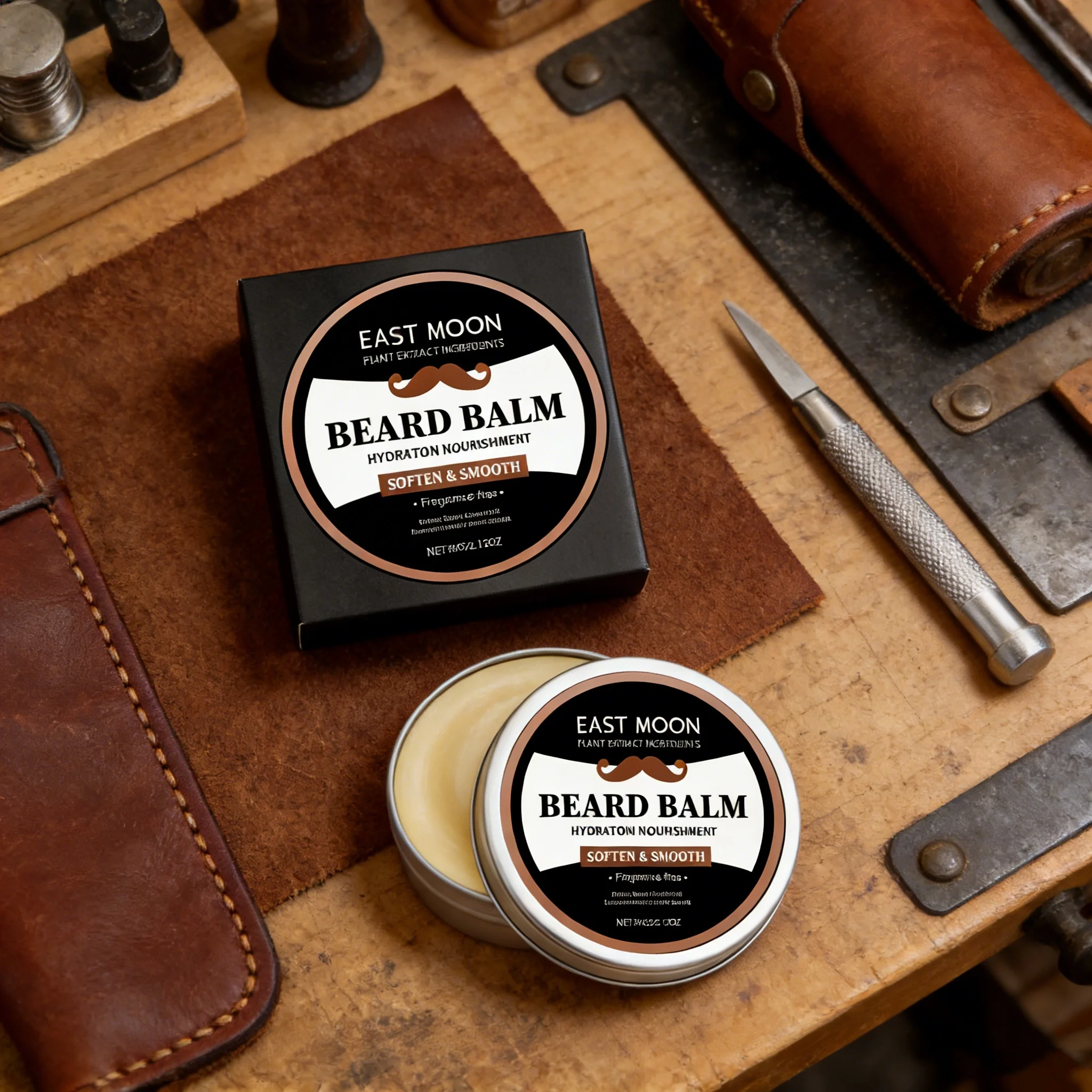 

East Moon Coconut Oil Men's Beard Care Wax Moisturize Smooth Dashing Nourish Mustaches Natural Styling Soften Beard Growth Balm