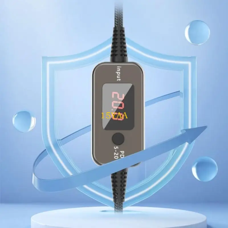 15YA PD100W USB C إلى DC5521 سلك الشحن السريع 5V 9V 12V 15V 20V 5A القدرة القابلة للتعديل