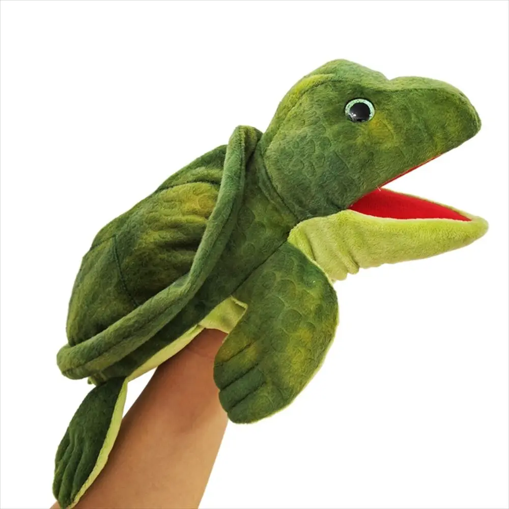 Hand Doll Sea Animal Puppets Stuffed Animal Movable Mouth Plush Shark Puppet Telling Story Turtle Whale Role-Playing