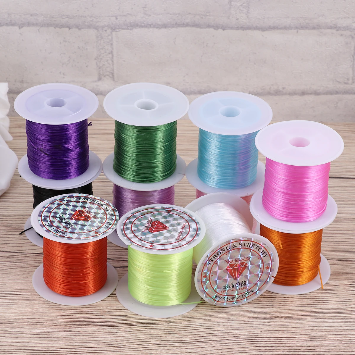 

11 Rolls Beaded Bracelet Thread Elastic Line Crystal Rope Necklace Manual Jewelry