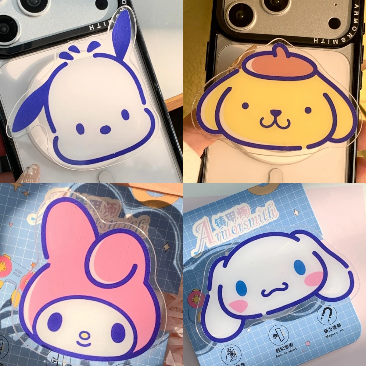 

Sanrio Melody Pochacco For Magsafe Magnetic Phone Grip Tok Stand For iPhone Samsung Foldable Wireless Charging Case Holder