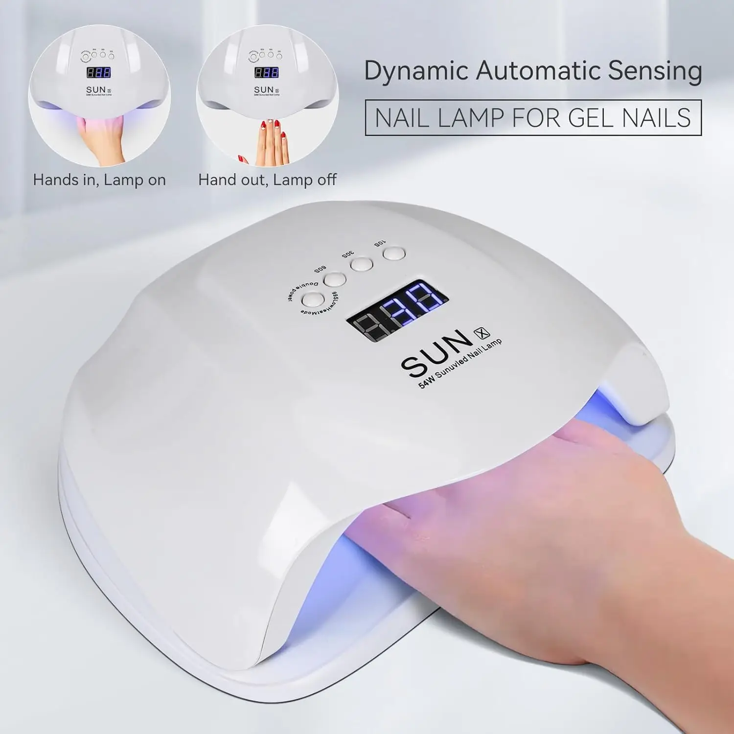 YIKOOLIN 54W UV LED Nail Lamp With 36 Lamp Quick Dry Nail Polish Dryer with 4 Timer Options for DIY Nail Art And Gel Nails