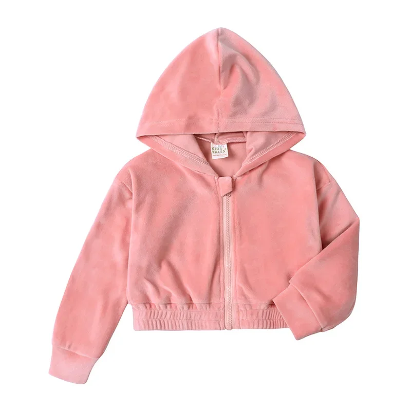 2-14Y طفل الفتيات القطيفة رياضية مجموعات زمم مقنعين سترة وسراويل لينة المخملية الأطفال ملابس رياضية كاجوال أكتيفيوير الزي