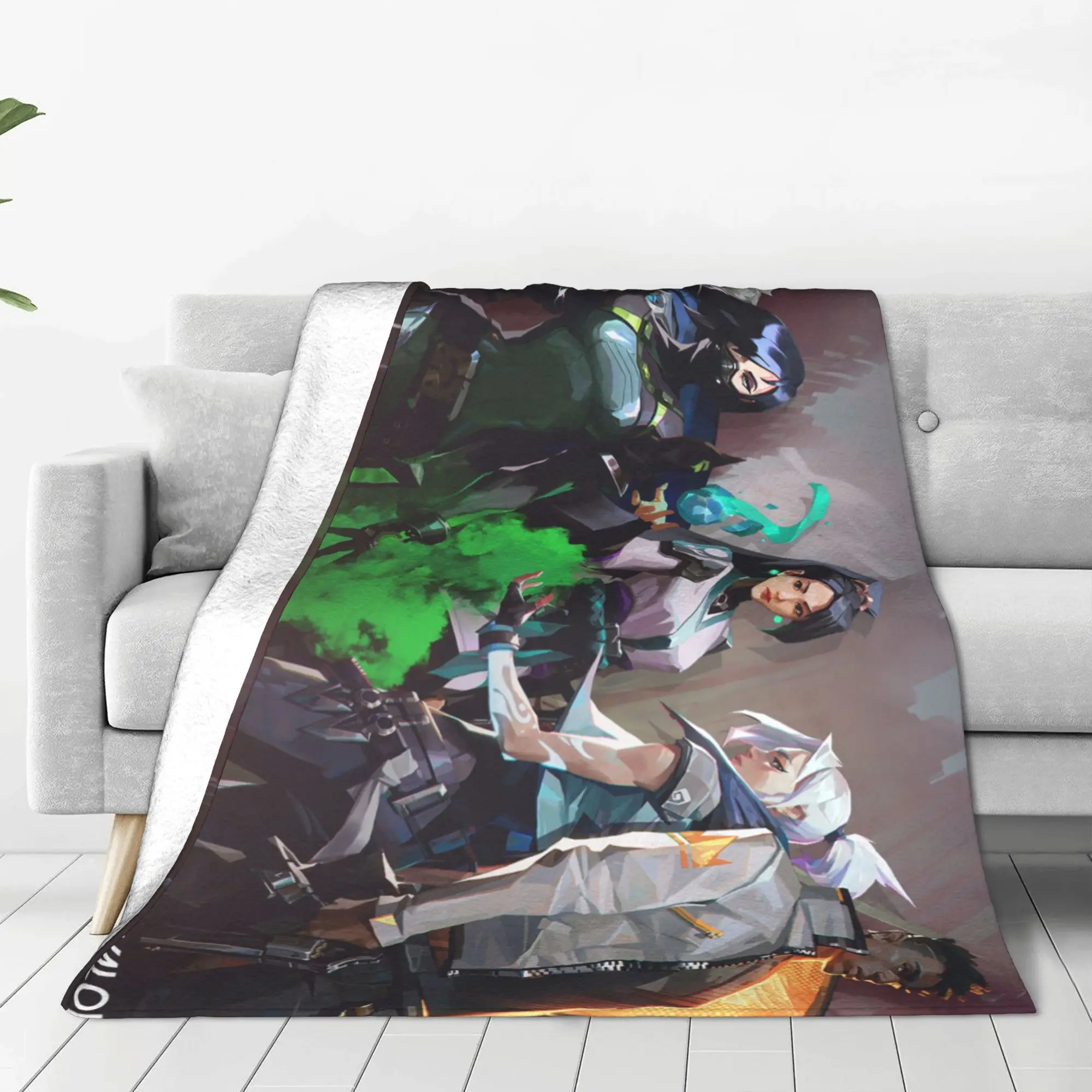 Valorant Shooting Game Computer  Blanket Lightweight Flannel Sofa Throw Blanket for Couch Bedding Office Throws Bedspread Quilt