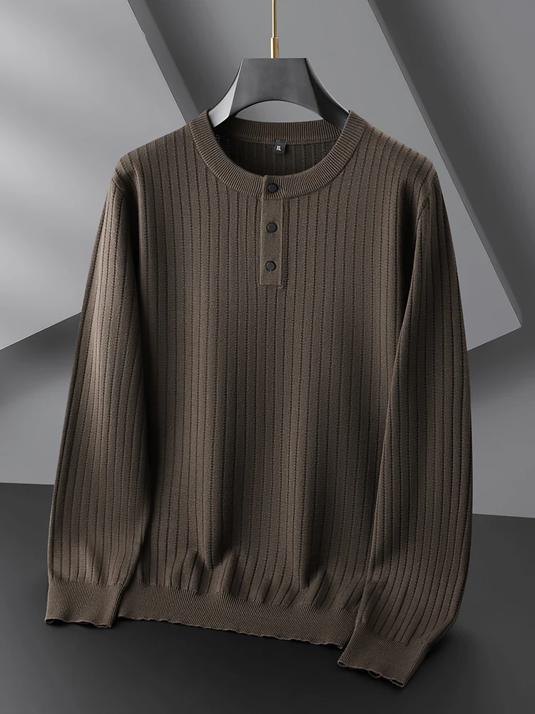 

Loose Fit Long Sve Knitted Sweater for Men Casual Ne Winter Inner Wear Comfortable Soft Polyester Blend Knitwear