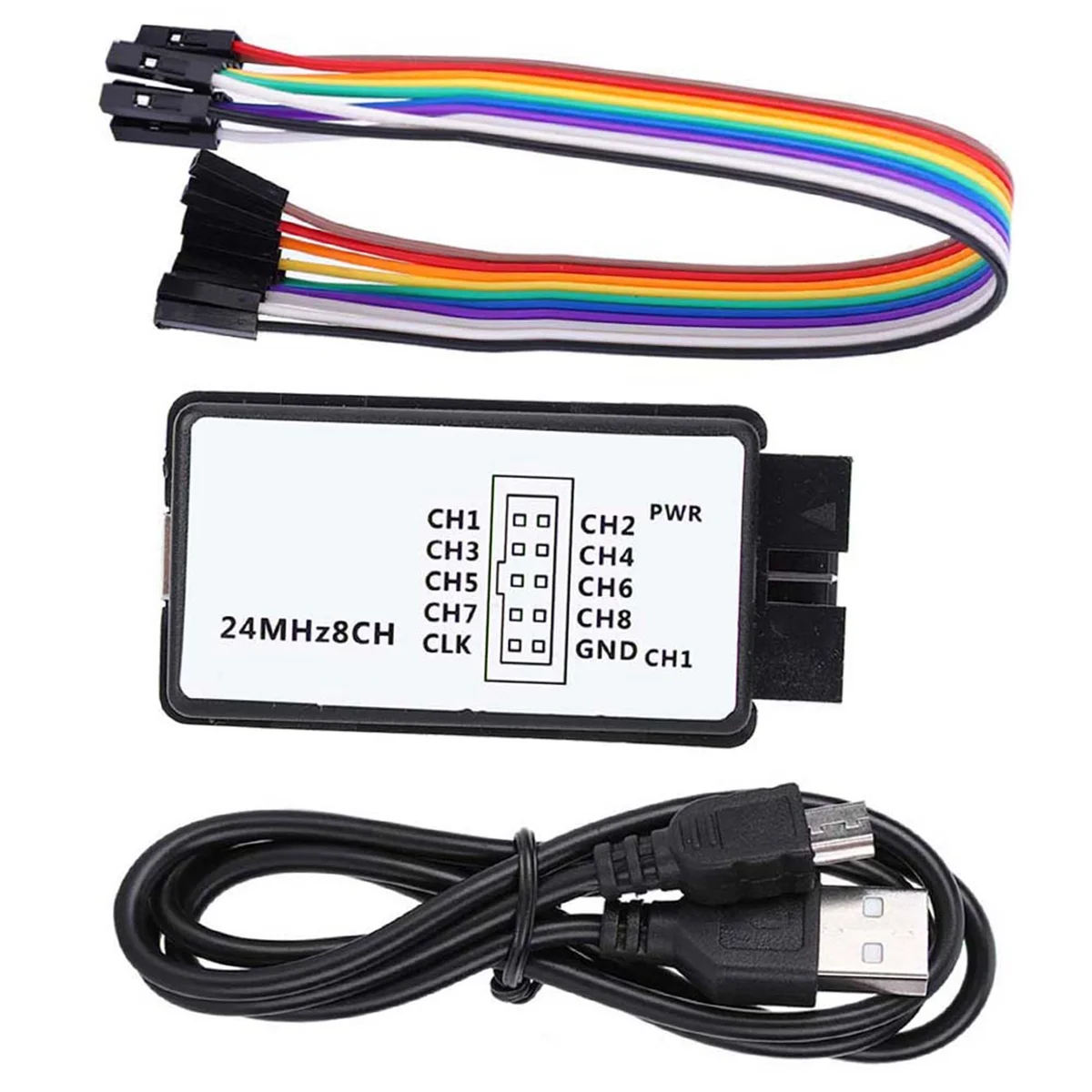 El mejor analizador lógico, dispositivo analizador lógico de 24MHz, conjunto de dispositivos analizador lógico USB, Mini Digital de bolsillo, memoria de entrada de 8 canales