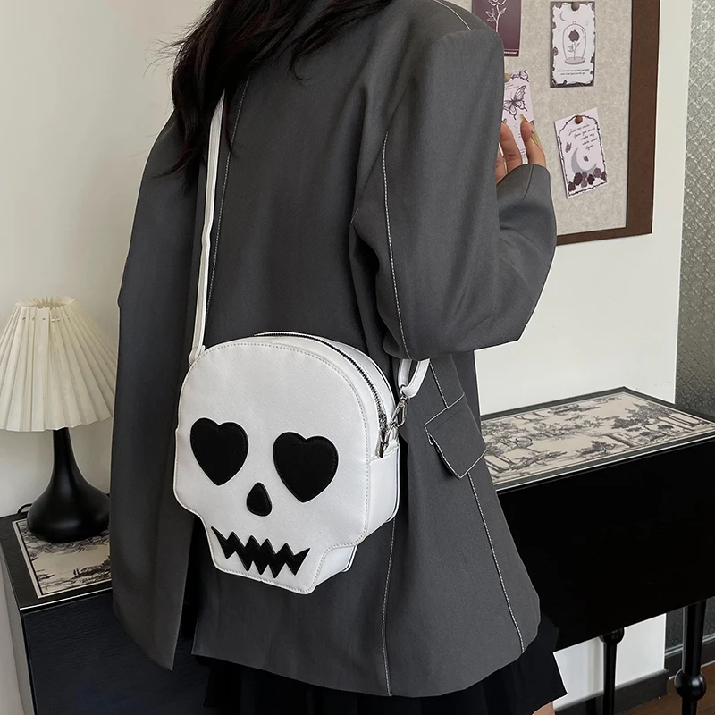 PU Skeleton Bag Creative Crossbody Wallet Novelty Shoulder Bag Skull Coin Purse Funny Messenger Bag Halloween Ghost Purse