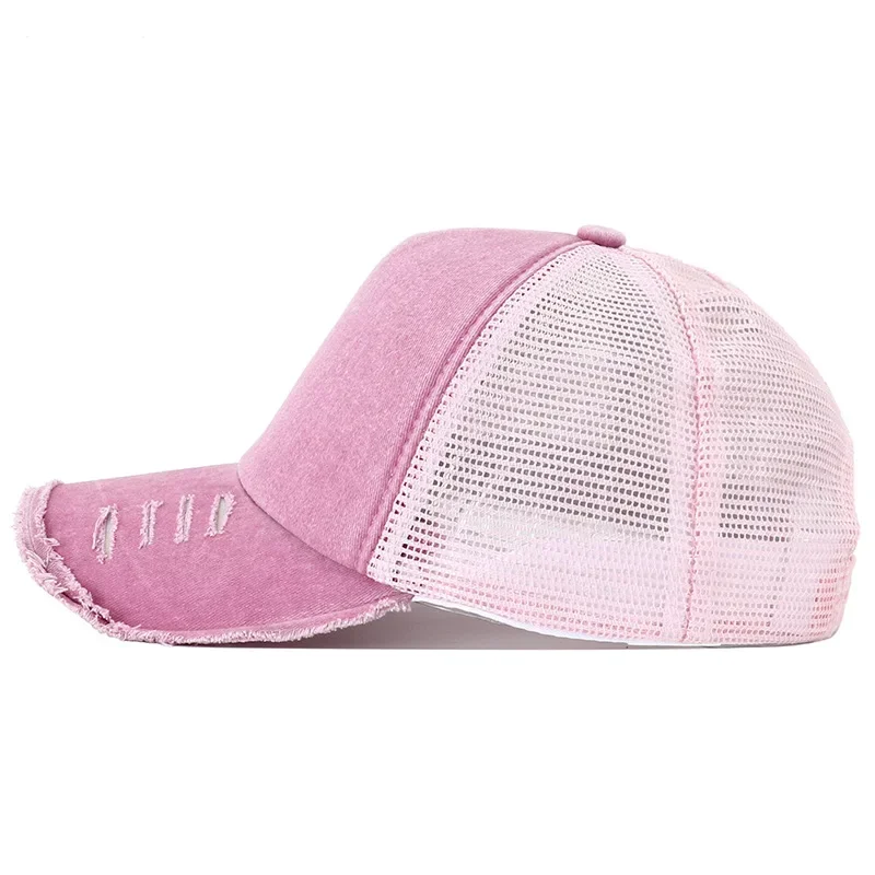 2024 New Summer Women\'s Black White Pink 5 Panel Baseball Cap with Breathable Mesh Trucker Snapback Hats for Men Women Gorros