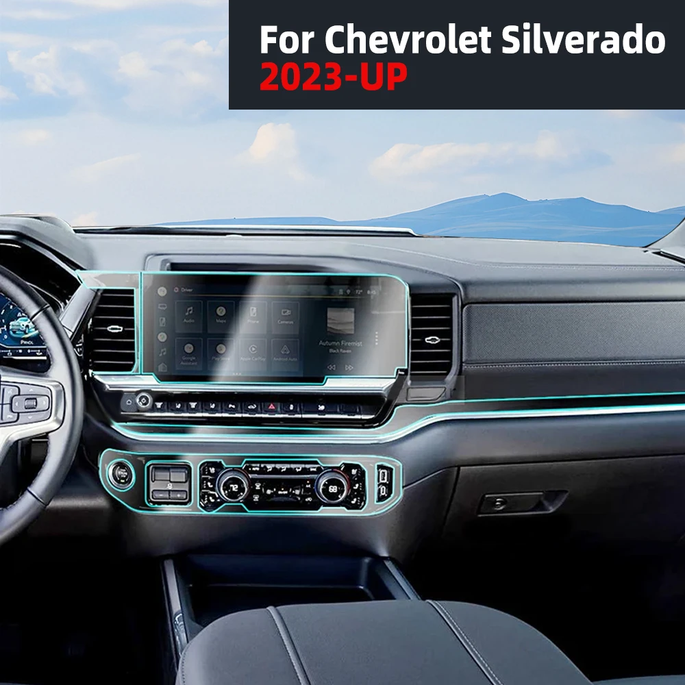 

For Chevrolet Silverado 2023-2025 Full Interior Protection Film Kit Clear TPU Invisible Scratch Shield Dashboard Screen Trim