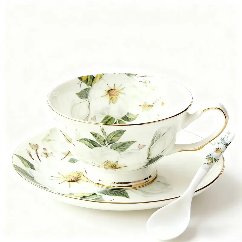 Ceramic Teacup, European Bone China Coffee Cup, Afternoon Tea Set, Creative English Black Tea Cup, Pastoral Style Water Cup