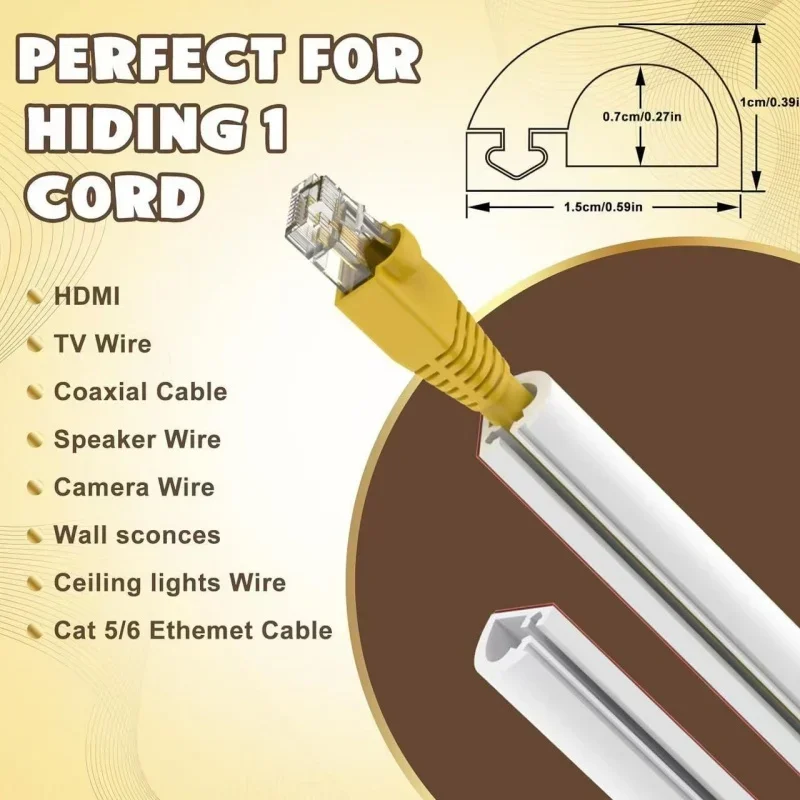 3Meter Trunkings PVC Flexible Electrical Conduit Cable Protectors Semi-circular Side Opening Trunking Floor Cord Cover Sheaths