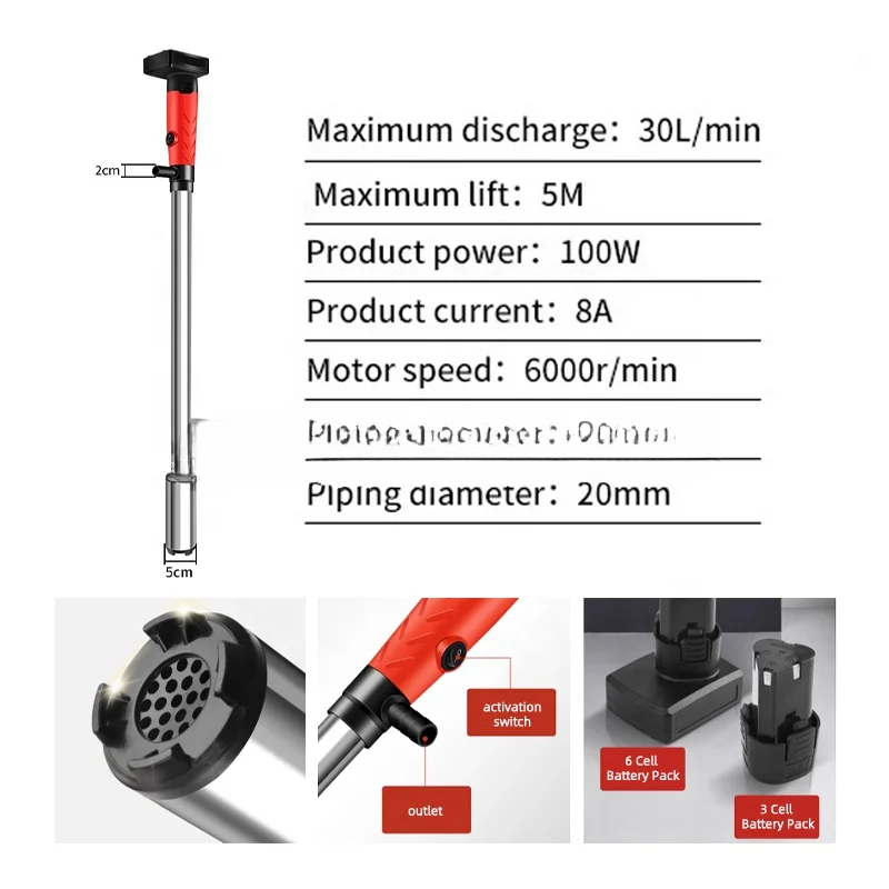 12V Automatic portable mini electric battery powered universal water diesel gas oil fuel liquid stick transfer drum pump battery