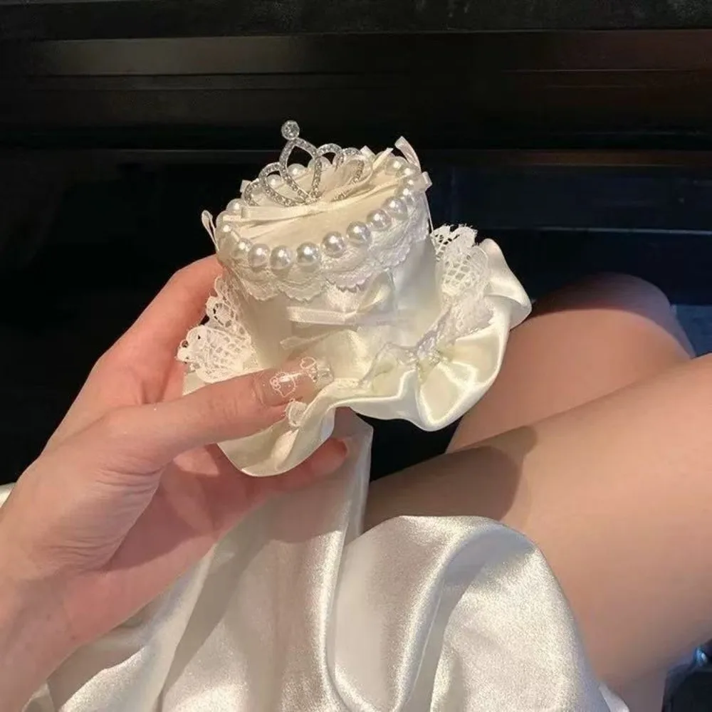 Elegant Cake Hat Hair Clip Exquisite Lace Edge Crown Hair Clip Cream Cherry Non-slip Birthday Top Hat Hair Clip Hair Accessories