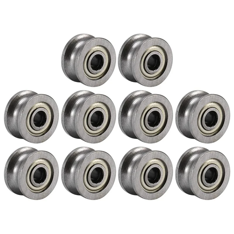 10pcs U Groove Bearing U624ZZ Carbon Steel Durable V Groove Ball Bearing Pulley for Rail Track Linear Motion Systems