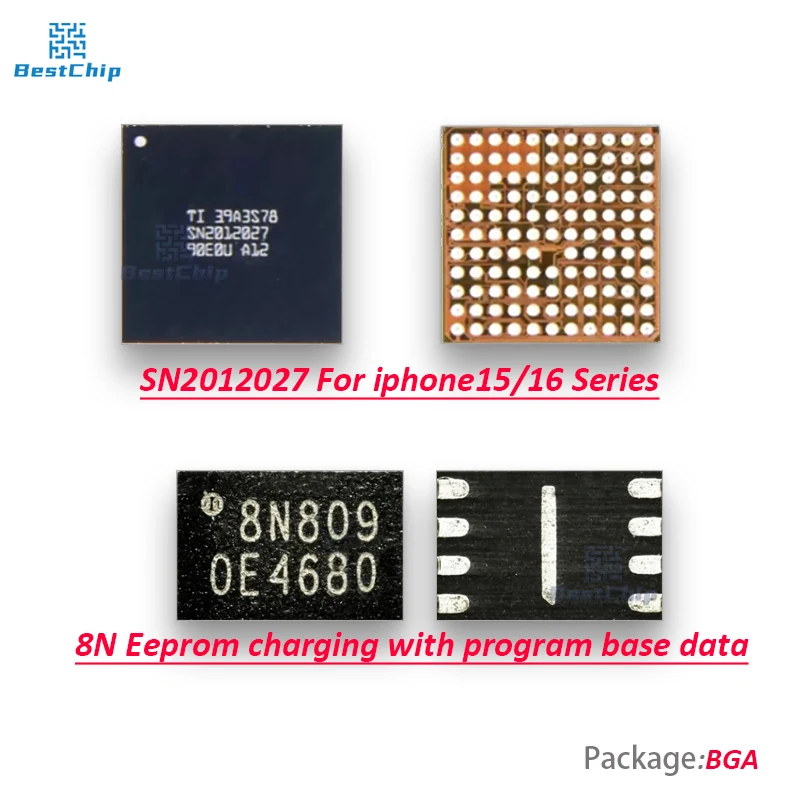 

1-5pcs/lot U2 SN2012027 8N Q4EE Eeprom Charging IC Set For iPhone 15 16 15Pro Pro Max Plus With Program base data