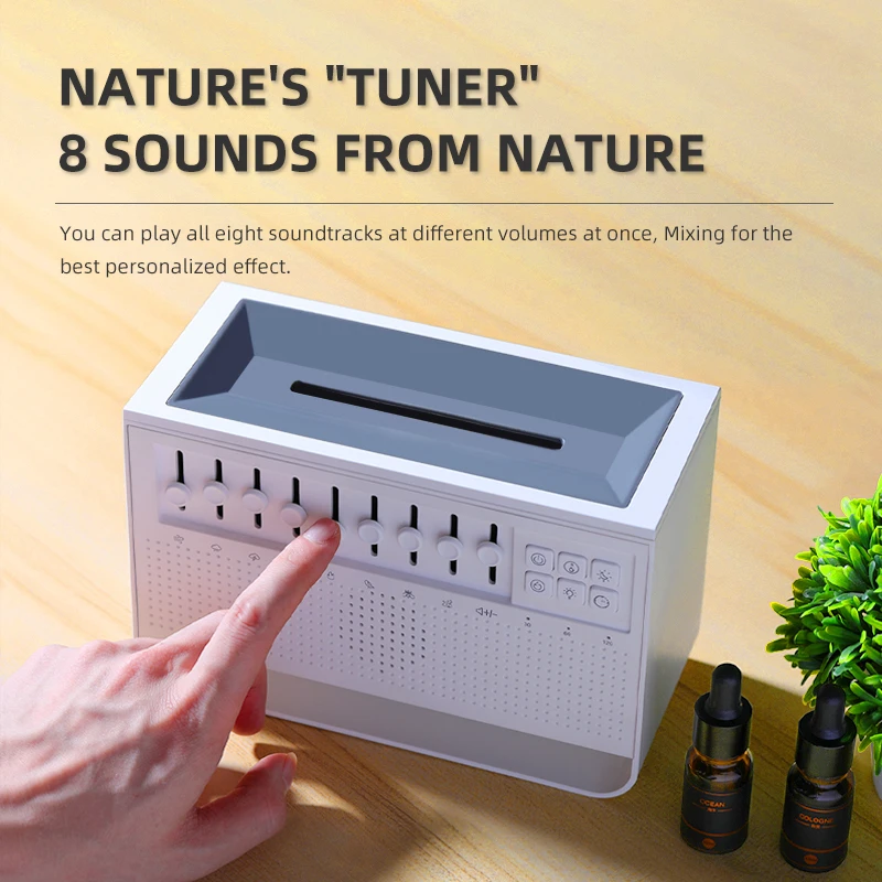 White Noise Aroma Diffuser Air Humidifier Ultrasonic Cool Mist Maker Fogger Led Essential Oil Flame Lamp Difusor With Bluetooth