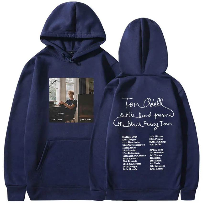توم أوديل ألبوم جولة 2025 ميرش جرافيك هوديي ملابس رجالي الهيب هوب القوطية كم طويل البلوز عادية المتضخم الصوف هودي