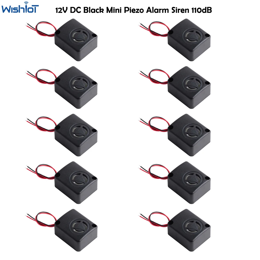12V DC Black Mini Piezo Alarm Siren 110dB Insurance Safe Anti-Theft Alarm High-Decibel Buzzer Loud High Pitch for Car Vehicle