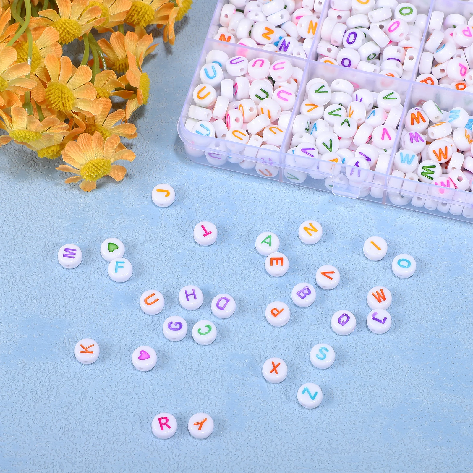 

1 Box Letter Beads Jewelry Making Alphabet Loose Beads Creative Diy Bracelet Elastic String Included Friendship Gift Bulk Small