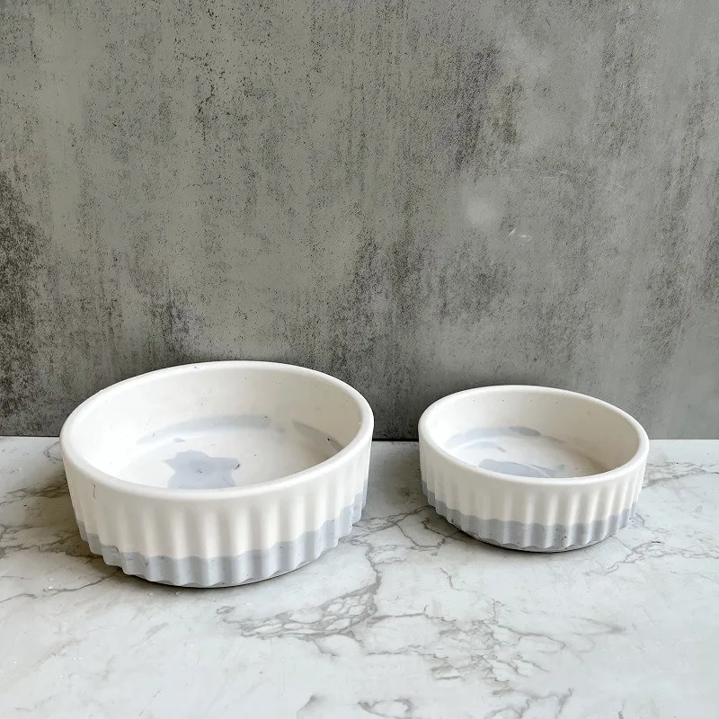 Round Large Stripe Cement Succulent Flowrpot Planter Slicone Mold DIY Plaster Concrete Storage Box Candle Holder Resin Mould