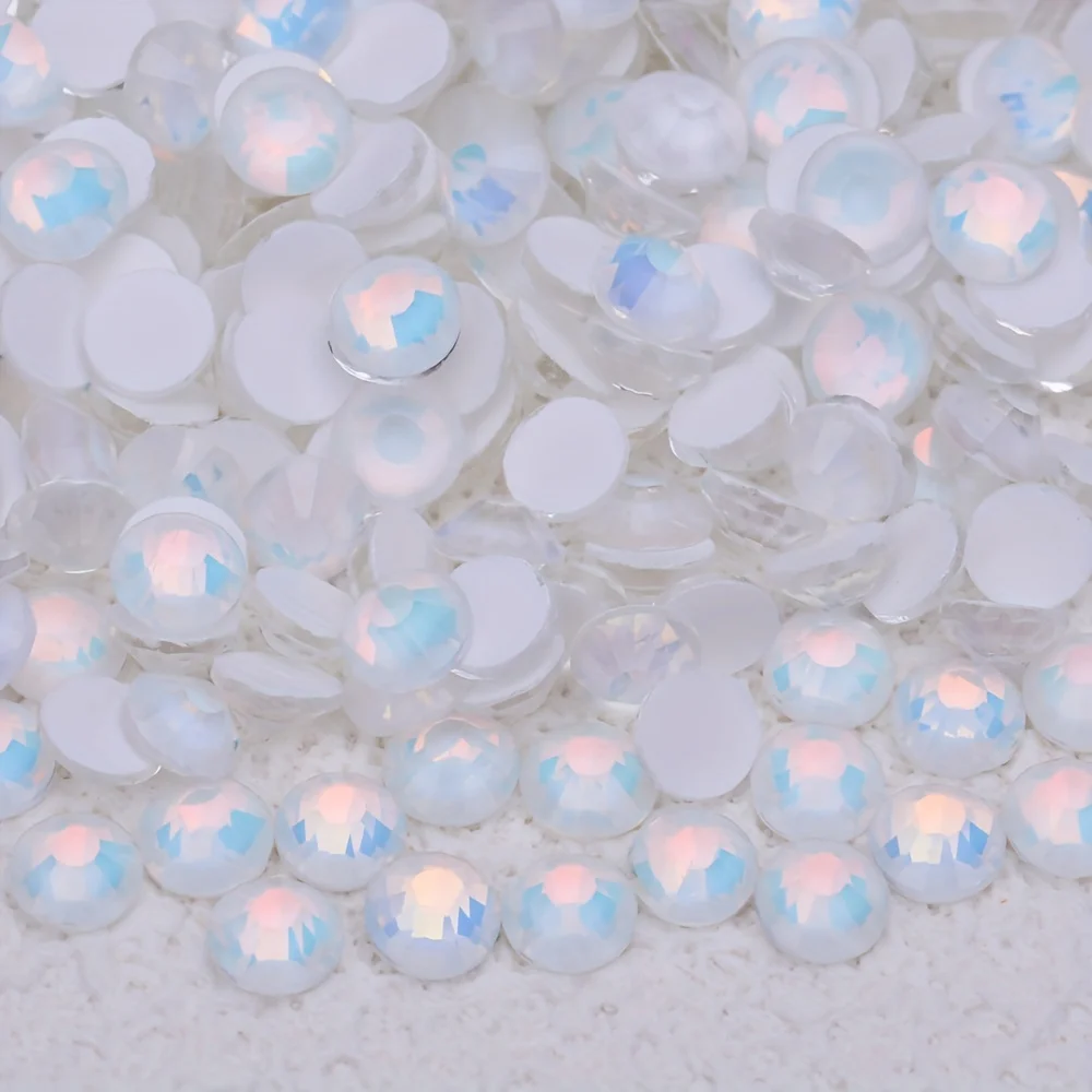 1440PCS SS6-30 Luminous Glass Mocca Opal White Nail Art Decorations Non Hotfix FlatBack Rhinestones Stones Crystals Strass Top