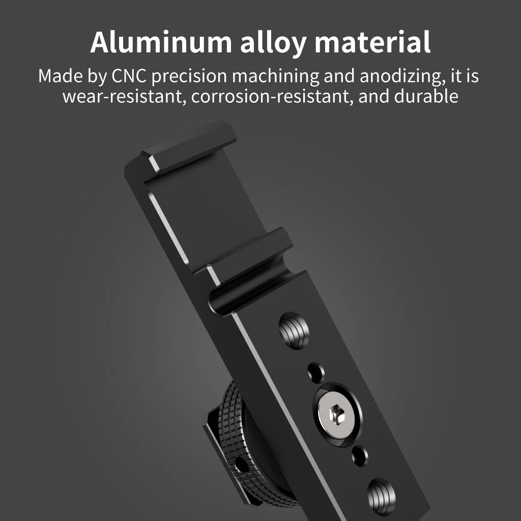 Aluminium Cold Shoe Halterung Dual Coldshoe Verlängerungsstange Platte Adapter 1/4 für Canon Sony Mikrofon LED Video Licht Monitor – Detail 6