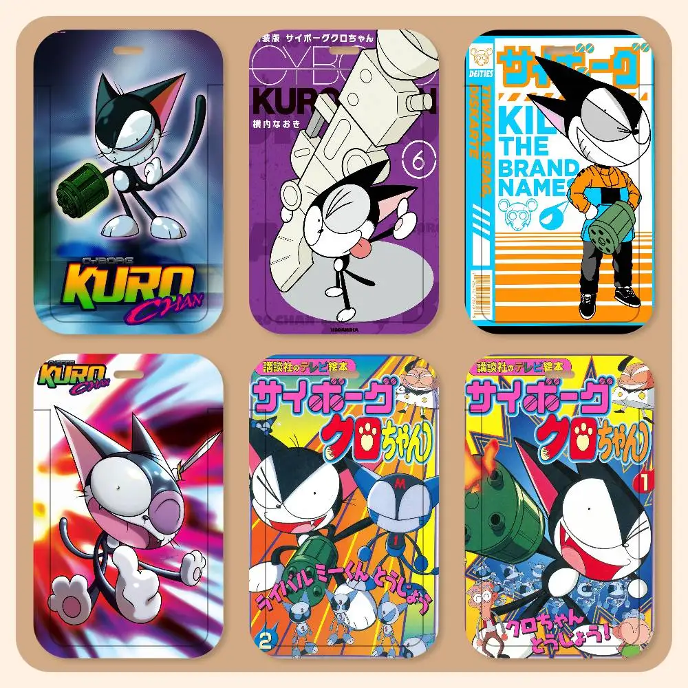 Porta Tarjetas con Cordón Cyborg Kuro-chan, Porta Tarjetas de Identificación para Estudiantes, Porta Tarjetas con Correa para el Cuello, Accesorios de Control de Acceso, Regalos