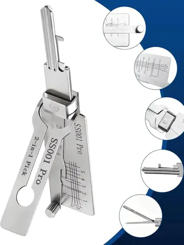 2-in-1 Stainless Steel Master Key Decoder Master Key Decoder S001 PRO for Access Doors and Various Shapes Lock Picks Kits