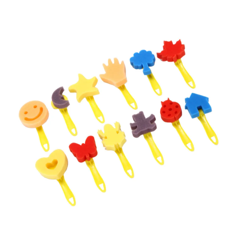 

12 Pcs/Set Painting Sponge Brush Round Handle Sponges Washable Brushes for Toddlers Kids Child Foam