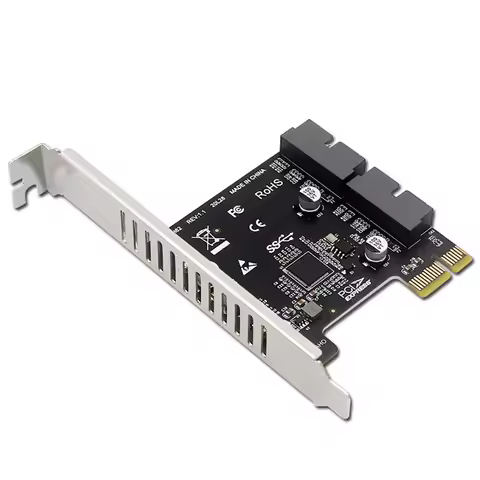 PCI-E to USB3.0 Dual 19/20PIN Connector Expansion Card PCIe 2.0 x1 19P/20P for Front Panel Adapter Card 5Gbps USB 3.0 Controller