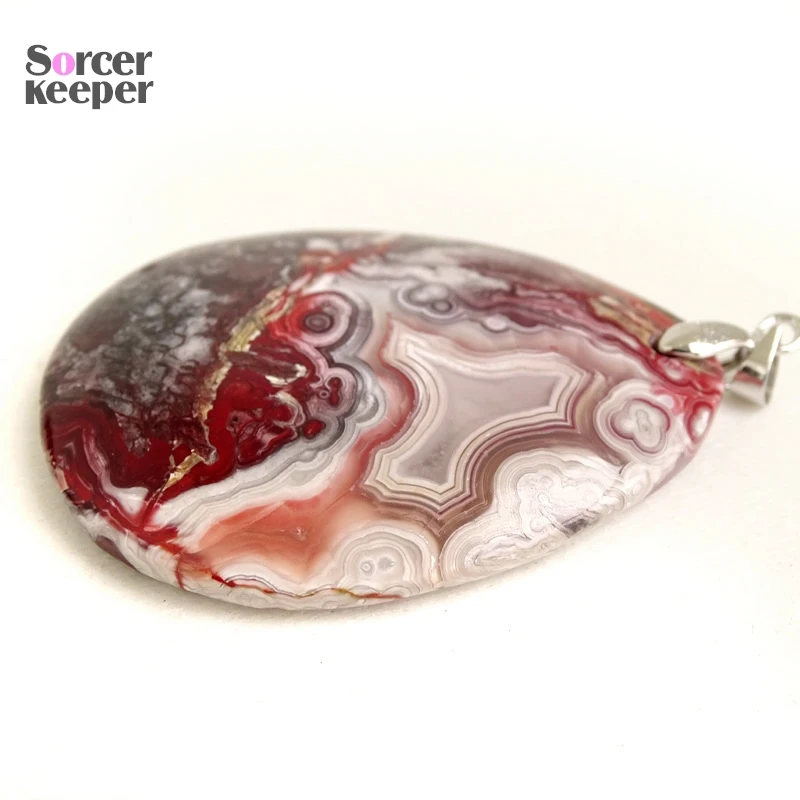 Women & Men Fashion Jewelry Geometric Pendant Necklace With Chain Wholesale Natural Mexico  Agate Stone for Jewelry Making BQ492