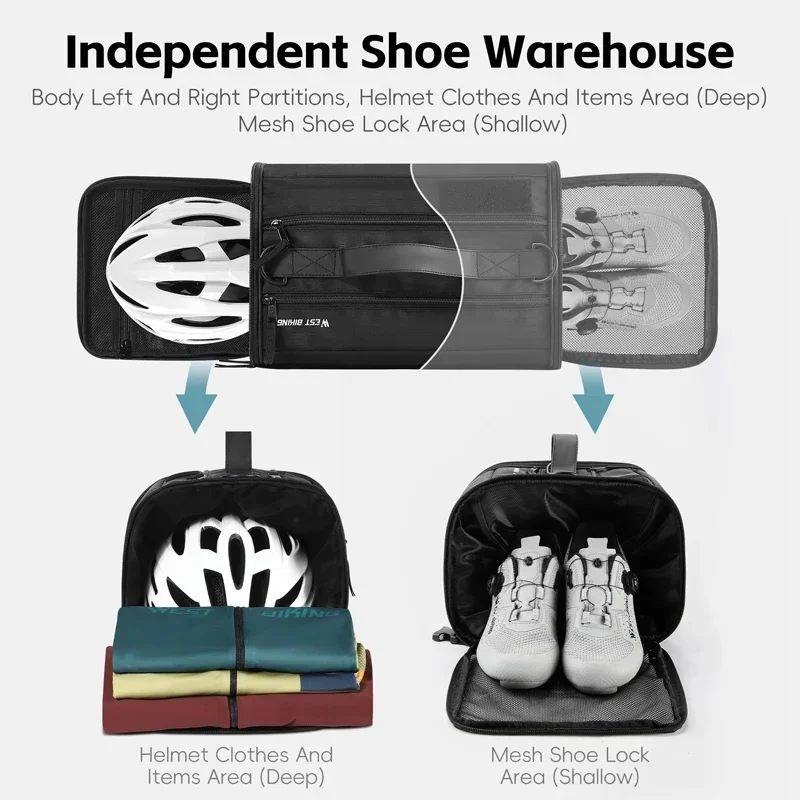 

Спортивный велосипедный рюкзак WEST BIKING, большая вместимость, дорожная сумка для велоспорта, тренажерного зала, сумки на плечо с сухим разделением, сумка для йоги на горном велосипеде