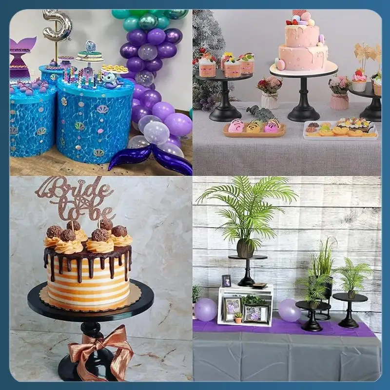 AB02 3Pcs Cake Stand, Cake  Stand , Tall Cake Stands For Dessert Table, Perfect Display For Wedding Graduation Party Black Du