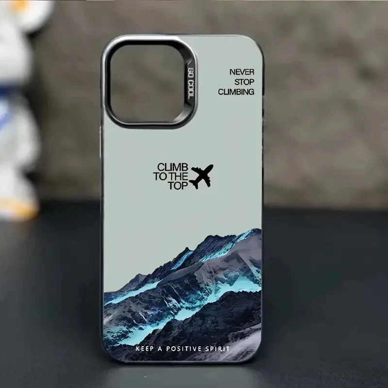 Mountain Peak Aircraft Phone Case For IPhone 16 14 15 11 12 13 Pro Max 16 E 7 8 Plus SE 2 XR X XSMAX Shockproof Sunset IMD Cover