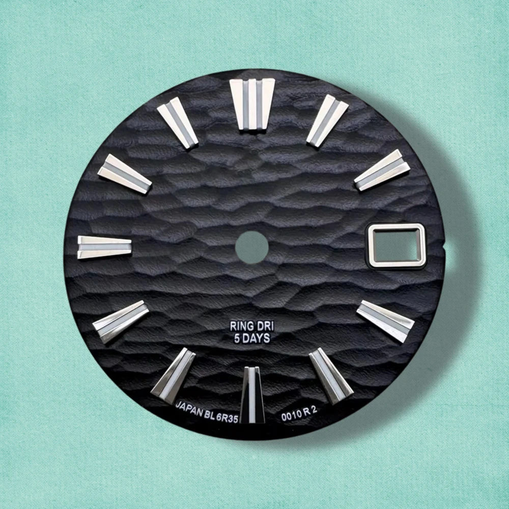 28.5mm GS Logo Wave Dial Suitable For NH35/NH36 Japan Movement Green Luminous High Quality Watch Modification Accessories