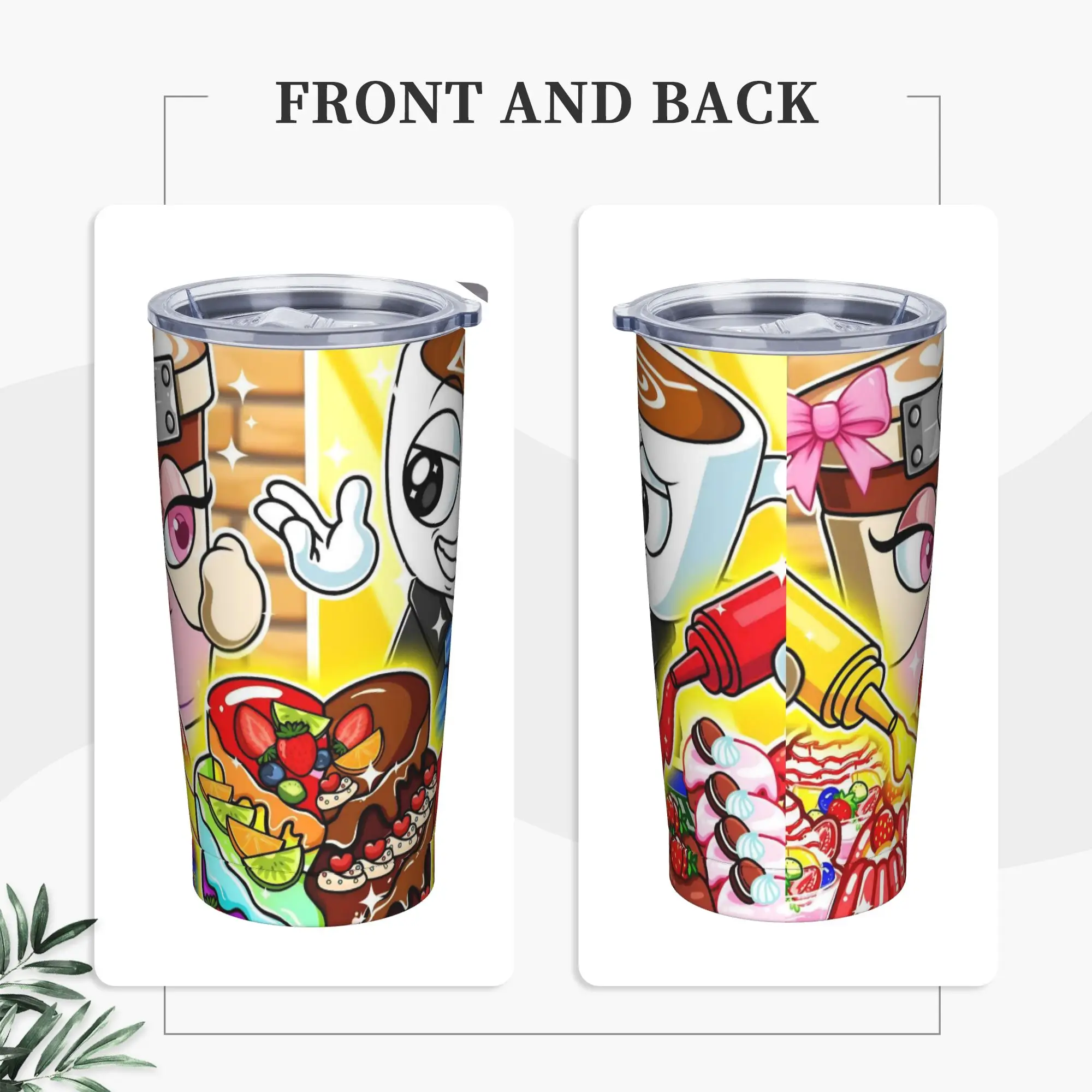 Italian Brainrot Meme Insulated Tumbler with Straws Lid Ballerina Cappuccina Vacuum Thermal Mug Office Home Bottle Cups, 20oz