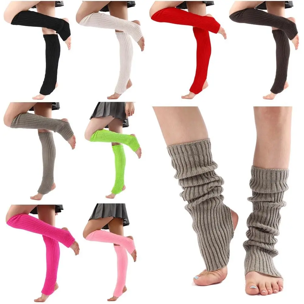 

Новые однотонные балетные чулки для йоги, вязаные эластичные гетры, теплые зимние высокие носки до бедра