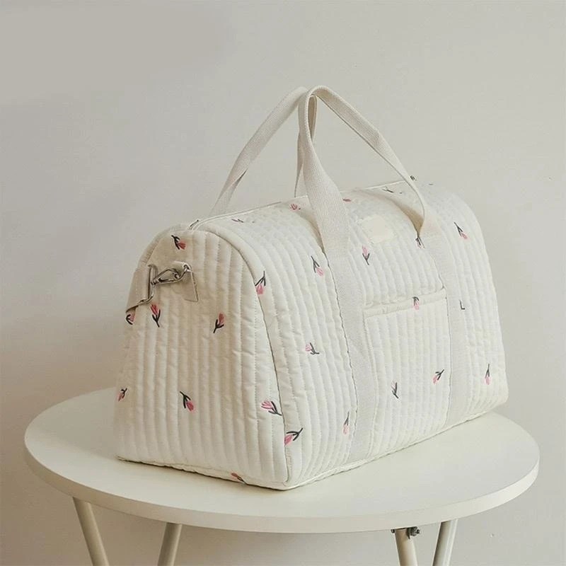 J15U منظم حقيبة الحفاضات الأنيق والواسع للأم يتميز بالتطريز وأنماط حمل متعددة لمناسبات مختلفة #5