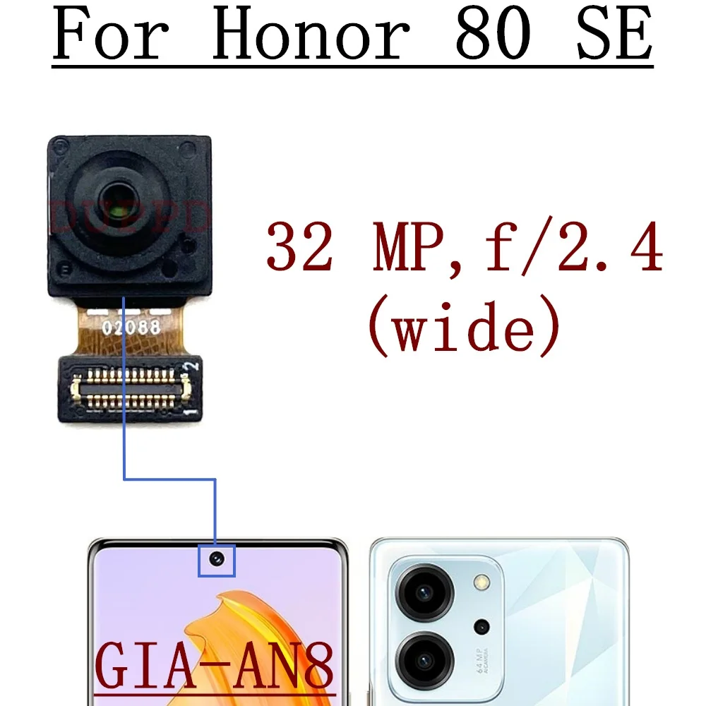 

Передняя задняя камера для Huawei Honor 80 SE 80SE GIA-AN8, фронтальная камера для селфи, широкая основная задняя камера, гибкий кабель, детали