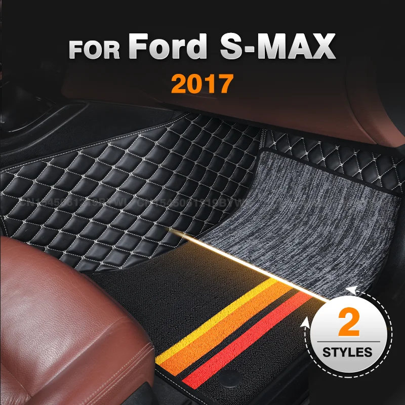 

For Ford S-MAX 2017 Double Layer Car Floor Mats Custom Auto Foot Pads Carpet Cover Interior Accessories