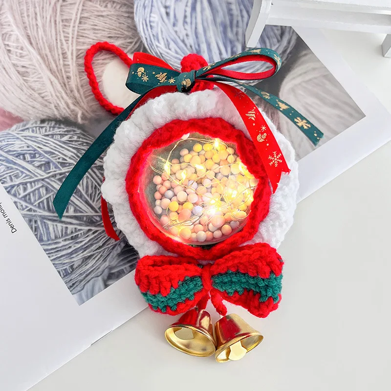 Hand-woven Safe Christmas and New Year Holiday Gift Car Interior Decoration Rearview Mirror Pendant （Homemade material package）