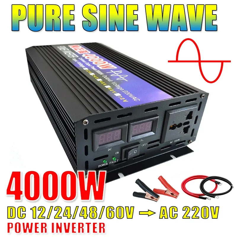 

12V 220V Solar Inverter 3000W 4000W Portable Voltage Transformer Multi-function Socket Charger Converter Car Power Inverter