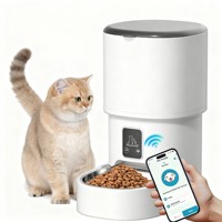 4L WIFI Button Automatic Cat Feeder Intelligent Cat and Dog Pet Feeder Smart Pet Cat Food Dispenser Pet Feeder(No 5V 1A plug)